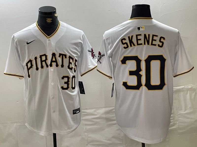 Men Pittsburgh Pirates 30 Skenes White 2024 Nike Game MLB Jersey style 1